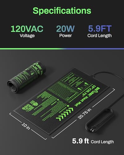 BN-LINK Seedling Heat Mat with Thermostat Controller Combo Set,6 Pack 10" x 20.75" Plant Heating Mat for Seed Starting with Temperature Control for Indoor Growing, Plants Germination