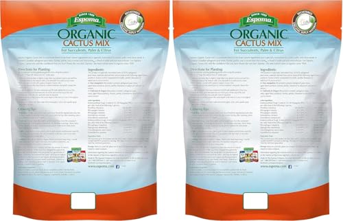 Espoma Organic Cactus Potting Soil Mix, Natural & Organic Soil for Cactus, Succulent, Palm, and Citrus Grown in containers Both Indoors and Outdoors, 4 qt, Pack of 2 - size: Pack of 2