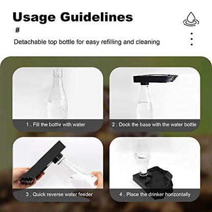 Reptile Water Feeder Automatic Water Dispenser Waterer Feeding Accessories for Turtle Frog Bearded Lizards Geckos for Terrarium Tank, black
