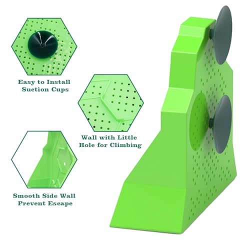 Reptile Tank Accessories, Wall-Mounted Plastic Feeder with Suction Cups, Dubia Roach & Cricket Food Bowl for Bearded Dragon, Gecko, Chameleon, Frog and Other Small Reptiles