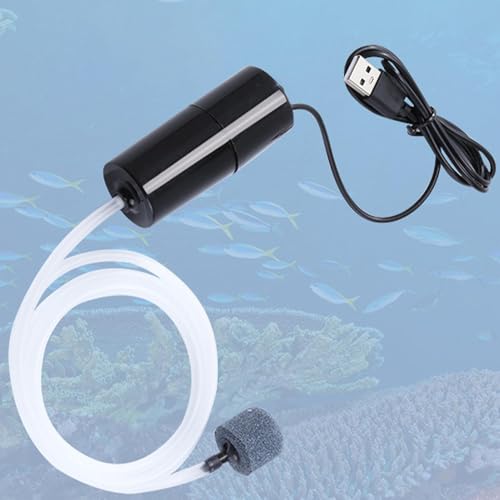 5V Water Pump - Battery-Operated Aquarium Pump with Uniform Air Bubble,5V USB Water Small Oxygenator for Small Fish Farming Fish Tank - color: Black