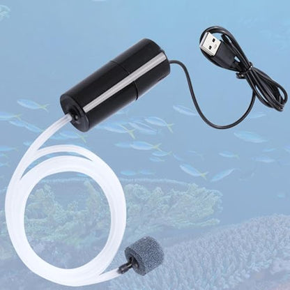 Tiny Water Pump, Noiseless Submersible Water Pump with Stable Air Release, 5V Fish Charging Fishing Oxygenator USB Meet Oxygen Demand for Fishing Carrying Seafood - color: Black