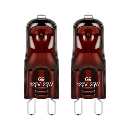 G9 25 Watt Infrared Heat Lamp Bulbs for Reptile | 2 Pin Base Light Bulb Replacement Dimmable Warm Red-2Pcs