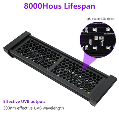 Dimmable UVB Light for Reptiles, LED Reptile UVA UVB Lamp with 3 Lighting Modes, 4/8/12 Hours Timer, Adjustable Brightness, Reptile Light for Bearded Dragon Turtles Lizard Snake Gecko, 8W