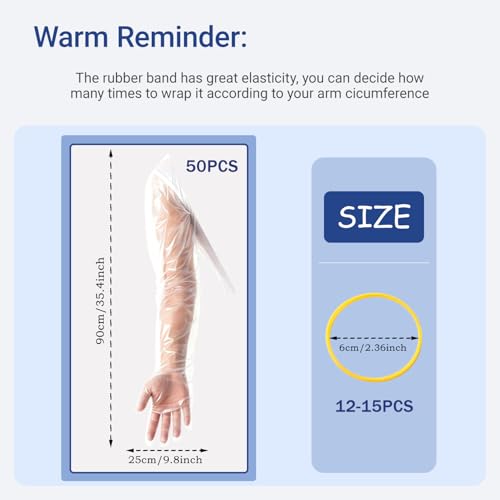 Shoulder Length Disposable Gloves,Full ArmGloves,35 Inch Extra Long Plastic Sleeve Veterinary Cow Aquarium - size: 50 Pcs