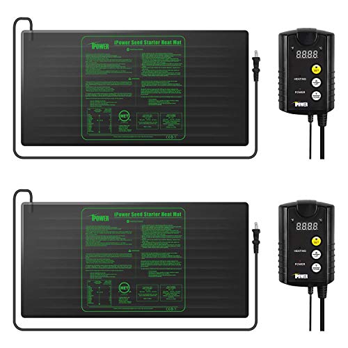 iPower 48" x 20" Waterproof Durable Seedling Heat Mat with Controller Warm Hydroponic Plant for Indoor Gardening Germination Starting, 2 Pack - size: 48" x 20", style: 2 Pack with Controller