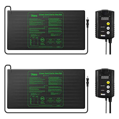 iPower 48" x 20" Waterproof Durable Seedling Heat Mat with Controller Warm Hydroponic Plant for Indoor Gardening Germination Starting, 2 Pack - size: 48" x 20", style: 2 Pack with Controller