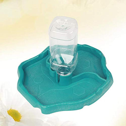 POPETPOP Reptile Water Dispenser-Reptile Waterer Automatic Refilling Water Dispenser Tortoise Lizard Turtle Feeding Water Bowl with Bottle(Blue)