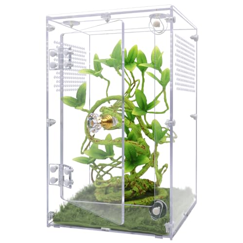 Jumping Spider Enclosure, Tarantula Enclosure with Front Opening Door, Reptile Enclosure Suitable for mantises, Spiders, Lizards, Frogs and Insects. (6x6x10 Inch, Assemble)