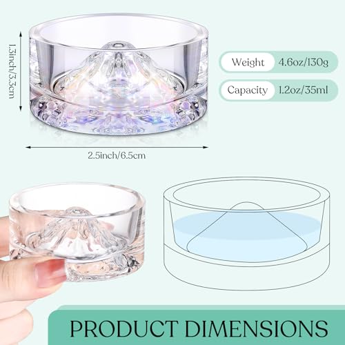 Baderke 2 Pcs Hamster Water Bowls Glass Hamster Food Bowls 35ml Mountain Style Drinking Container Anti Turning for Guinea Pig Gerbils Mice Rats Chinchilla Small Pets(Clear and Rainbow) - color: Clear and Rainbow