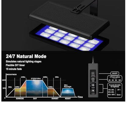 LED Aquarium Light,Fish Tank Light,Clip On Aquarium Light for Plants,24/7 Clip On Fish Tank Light with Timer for 12-29 Inch Aquarium Plant Light,Full Spectrum 38W RGBW Aquarium Lights