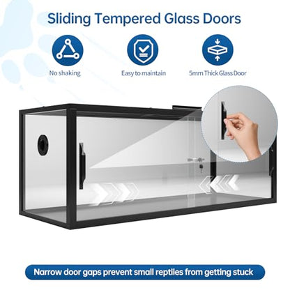67 Gallon Bearded Dragon Tank,48" x 18" x 18" Reptile Terrarium Tank with Sliding Door Top and Screen Ventilation, Front Opening Reptile Enclosure for Lizard, Snake
