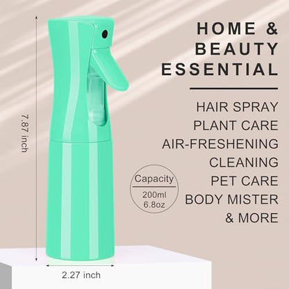 (Green Hair Mister Spray Bottle,Spray Water Bottle Fine Mist Refillable Plants（6.8OZ /200ML） Barber，Showering Pets, Plants, travel, Ironing and Cleaning ﻿ ﻿ ﻿(Continuous Spray) - color: Green