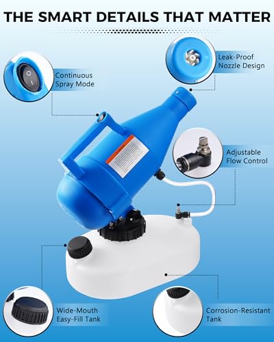 4.5L Electric Fogger Machine, 1400W Portable Sprayer with 30ft Spray Distance & Adjustable Nozzle for Applying Cleaning Solutions in Home, Hotel, School, Yard and Large Indoor Outdoor Spaces