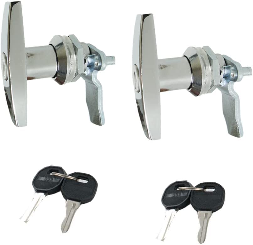 2PCS T Handle Lock Keyed Alike RV Garage Drawer Electrical Panel Door Latches Camper Shell Locks and Keys - size: 3.1"x2.3"