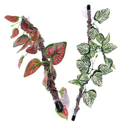 KESYOO 2pcs Bendable Artificial Reptile Vines with Suction Cups, Flexible Jungle Climbing Branches for Terrarium Habitat Decoration, Snake and Lizard Tank Accessories for Amphibians
