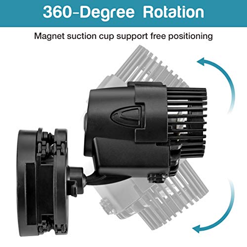 AQQA Wave Maker Pump, 530GPH Aquarium Circulation Pump 360 Degree Rotatable Submersible Powerhead Pump with Magnet Suction Base for Marine and Freshwater Aquariums（3W) - size: 3W