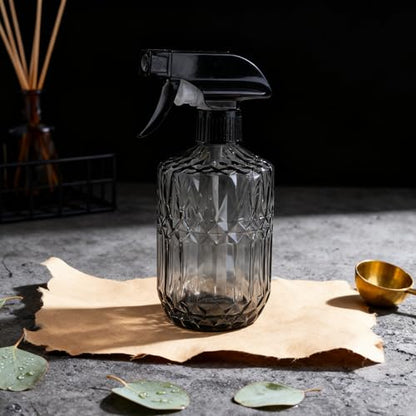 Glass Handheld Spray Bottle, 15oz Refillable Water Bottle Spray, Reusable Adjustable Nozzle Plant Mister Spray Bottles Indoor, Plant Mister for Hair, Cleaning, Gardening, Pets Care (Dark Grey) - color: Dark Grey a