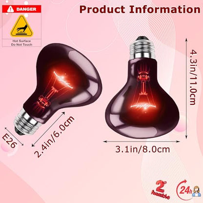 75W Infrared Red Basking Spot Light Bulb – Promotes Growth & Vitality, Heat Lamp for Reptiles & Amphibians, Bearded Dragons, Turtles, Snakes & Chicks, Terrarium & Brooder Heater - color: Red Infrared, size: 75W-3.15″
