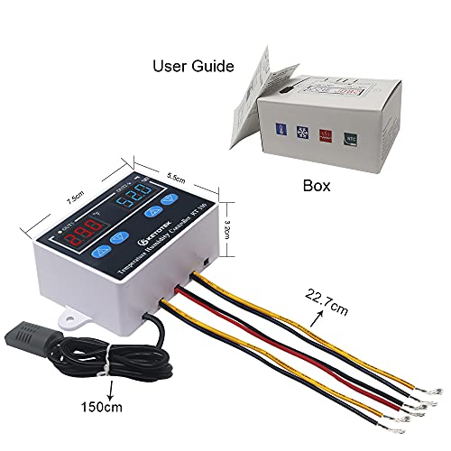 KETOTEK Temperature Humidity Controller Digital Thermostat Module 120V, Heating Cooling Humidification and dehumidification Control 110V 10A, Fahrenheit Display