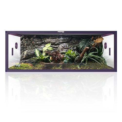Phailozoo Stackable Reptile Enclosure, 85 Gallon Reptile Tank for Bearded Dragon, Snake, Ball Python, Colorful Aluminum Frame & Front Opening Tempered Glass Door with Handles for Easy Maintenance - color: Royal Purple, size: 85 Gallon