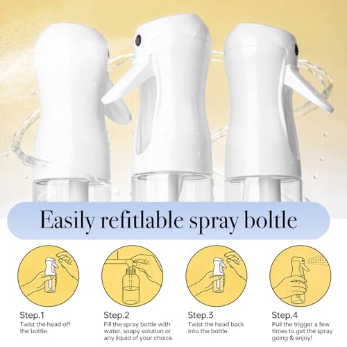 3Pcs Continuous Spray Bottles For Hair,Ultra Fine Mister for Hair Styling, Plants, Cleaning, Salon, Misting & Skin Care (200ml Clear*3) - color: 200ml Clear*3