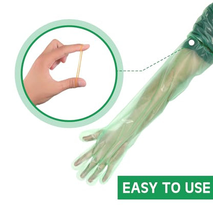 50 Pcs Disposable Dressing Gutting Gloves 35 Inch Shoulder Length Field Dressing Gloves Veterinary Insemination Glove - color: Green