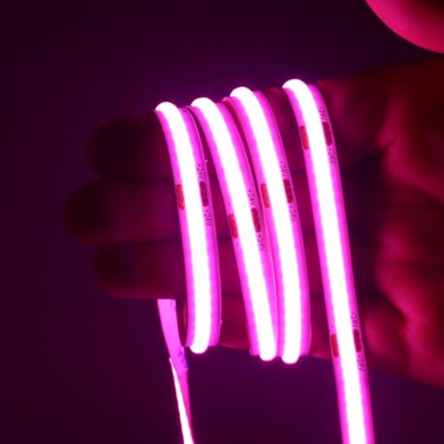 LED Strip Lights 24V COB Pink 16.4ft (No Power Supply) | Super Bright, Dotless High Density 14W/m, 8mm Width Cuttable Flexible, Home DIY Commercial Decoration - color: Pink (Only LED Strip)
