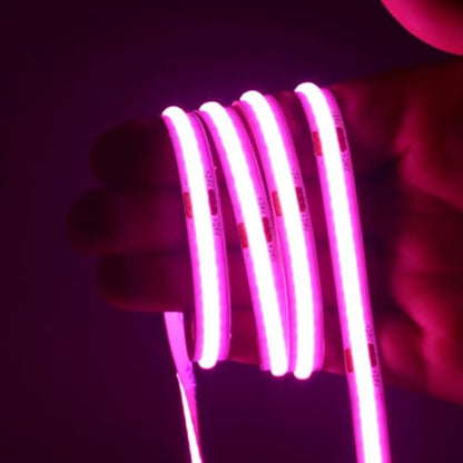 LED Strip Lights 24V COB Pink 16.4ft (No Power Supply) | Super Bright, Dotless High Density 14W/m, 8mm Width Cuttable Flexible, Home DIY Commercial Decoration - color: Pink (Only LED Strip)