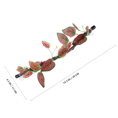Reptile Climbing Branch and Bendable Fake Jungle Vine with Suction Cup, Flexible Green Vine Decor for Terrarium Habitat, Suitable for Bearded Dragons, Geckos, Frogs, Snakes, and