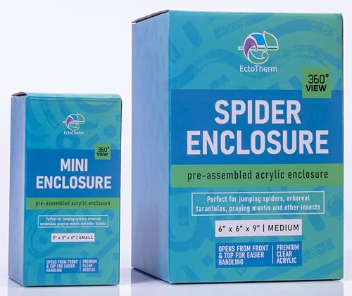 EctoTherm Jumping Spider Enclosure - for Habitat, Terrarium Kit and Arboreal Tarantula Enclosure - size: Small/Medium