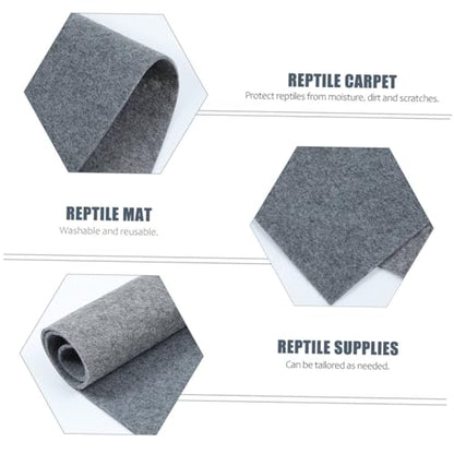 2pcs Reptile Carpet Mat Gray Terrarium Liner Cushion for Snakes Lizards Turtles Tortoises Breathable Washable Substrate for Pet Breeding Cage