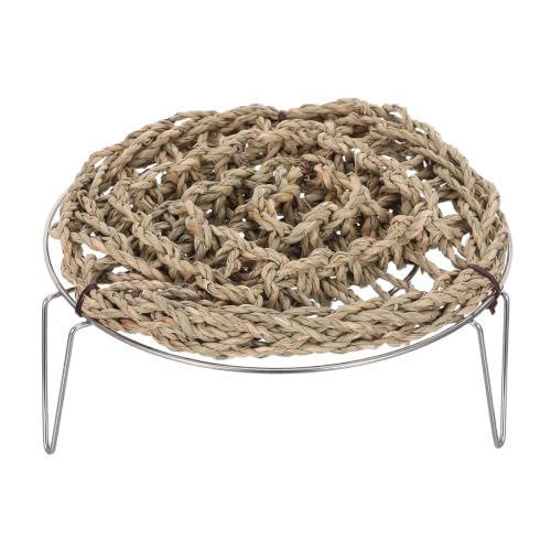 Reptile Lounger Hammock with Straw Woven Bed and Metal Legs Elevated Basking Platform for Leopard Gecko and Amphibians in Mesh or Glass Enclosures