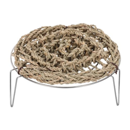 Reptile Lounger Hammock with Straw Woven Bed and Metal Legs Elevated Basking Platform for Leopard Gecko and Amphibians in Mesh or Glass Enclosures