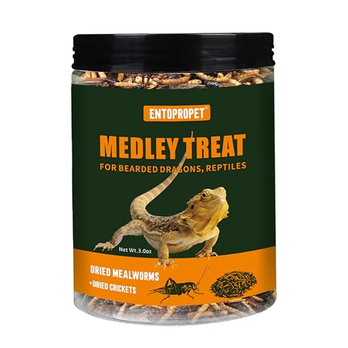 Dried Mealworms and Dried Crickets 3oz - Higher in Calcium and Richer in Protein-A Premium Medley Treat Food for Bearded Dragons,Turtle, Birds & Tropical Fish - size: 3 Ounce (Pack of 1)