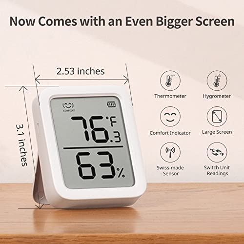 SwitchBot Thermometer Hygrometer, Bluetooth Indoor Humidity Meter for Home, Temperature Sensor with App Control, Large LCD Display, Notification Alerts (Meter Plus *2+Hub mini) - color: Meter Plus *2+Hub mini