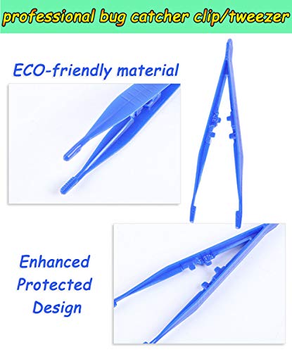 2 Pack Feeding Tongs,Bug Tweezers for Kids Adults, Reptile Feeding Tweezers | Blue Long Handle Feeder Tools for Fish Aquariums Reptiles Snakes Lizard Gecko Spider and Bird,Reptile Pooper Scooper Clamp