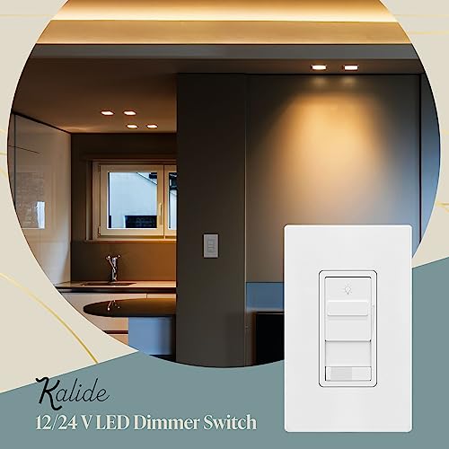TOPGREENER Kalide Dimmer Light Switch, Pair with 12V Power Supply, 3-Way or Single-Pole, 12/24 V LED Dimmer Switch, TGSDS-1224-W, White - color: White, size: 12-24V