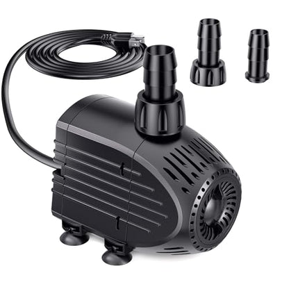 NFESOLAR Submersible Pump, 400GPH Ultra Quiet Submersible Water Pump with Dry Burning Protection 8ft High Lift for Fountains, Hydroponics, Ponds, Aquariums & More KF205 - size: 400GPH