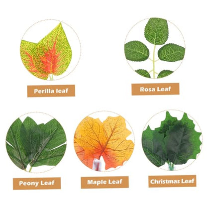 Cabilock 10pcs Reptile Terrarium Plants Artificial Simulation Leaf Decor with Suction Cups for Lizard Chameleon Snake Habitat and Climbing Tank Supplies