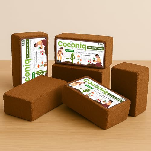 Premium Coco Coir Bricks 6 Pack - Lightweight Cocopeat for Garden Soil, Compressed Coconut Fiber Brick for Potting, Gardening, Planting, Seed Starting, Indoor & Outdoor Plants, Set of 6 - color: Pack of 6