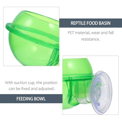 HEMOTON Reptile Feeding Bowls with Suction Cups, Plastic Water and Food Dish, Large Capacity Basin for Gecko, Lizard, Frog, Tortoise Terrarium, 2pcs Set