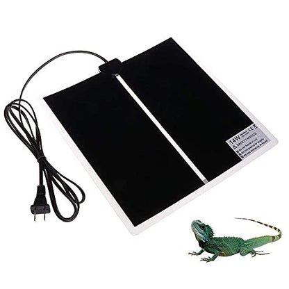 KABASI Reptile Heating Pad, 14W 11x11 inch Waterproof Reptile Heat Pad Under Tank Terrarium with Temperature Control, Safety Adjustable Reptile Heat Mat for Turtle, Tortoise, Snakes, Lizard, Gecko - color: 14W-11x11 in