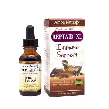 AMBER NATURALZ Reptaid XL Herbal Supplement for Large Reptiles | Herbal Pet Supplement for Immune Support | for Reptiles Above 250g | 1 Fluid Ounce Glass Bottle | Manufactured in the USA - size: Over 250 grams