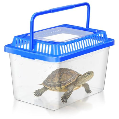 Portable Small Reptile Tank with Lid and Handle, Plastic Turtle and Fish Aquarium for Home Use, Sturdy Transport Box for Turtles and Reptiles, Friendly Pet Habitat