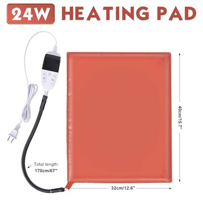 Small Animal Heating Pad, Heating Pad for Chicken, Rabbits, Guinea Pigs, Dog, Cat, Reptile, Poultry Heated Mat Chick Brooder Waterproof Adjustable Temperature & Timer (12.5 x 15.7in) - size: 12.5 x 15.7in