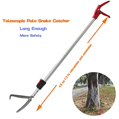 7.3ft Snake Catcher Tongs Grabber Professional Traps Stick Heavy Duty Auminum Alloy Pick-up Handing Tools