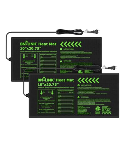 BN-LINK Durable Seedling Heat Mat for Seed Starting 10" x 20.75", 2 Pack Waterproof Warming Mats Plant Heating Pad for Seed Germination, Indoor Growing, Hydroponic, Greenhouse, ETL Listed - size: 10x20 2 Pack
