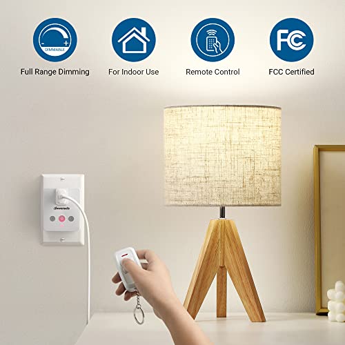 DEWENWILS Plug-in Lamp Dimmer Switch, Wireless Remote Dimmer Plug for Floor Lamps, Table Lamps, String Lights, 100FT Range, Compatible with Dimmable LED/Tungsten Bulbs