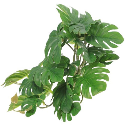PRETYZOOM Artificial Hanging Plant with 23 Leaves Suction Cup Reptile Decor Terrarium Leaf Plants Indoor Amphibian Habitat Hideout for Lizard Gecko Tank